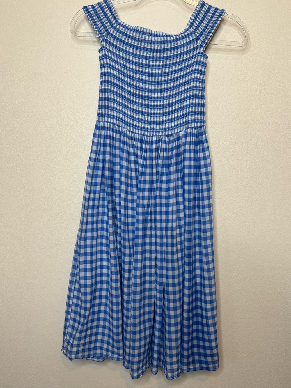 J Crew Blue Gingham Smocked Sundress XS